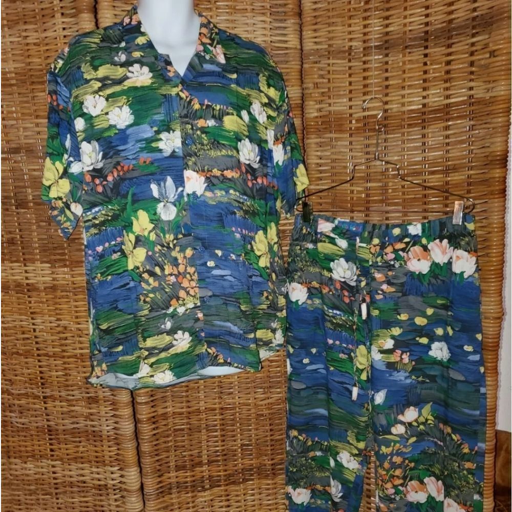 Vtg. Jams World Monet Shirt Pant Set L